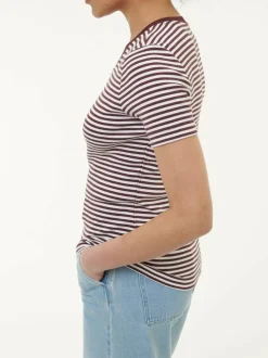 Grüne Erde Essentials|Shirts^Shirt aus Bio-Baumwolle, 25 merlot/weiss ringel, 38, GOTS