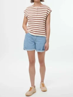 Grüne Erde Shirts^Shirt aus Bio-Baumwolle, 56 offwhite/kastanie jacquard ringel, 38, GOTS