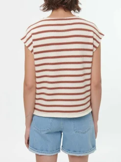 Grüne Erde Shirts^Shirt aus Bio-Baumwolle, 56 offwhite/kastanie jacquard ringel, 38, GOTS