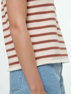 Grüne Erde Shirts^Shirt aus Bio-Baumwolle, 56 offwhite/kastanie jacquard ringel, 38, GOTS