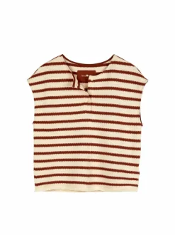 Grüne Erde Shirts^Shirt aus Bio-Baumwolle, 56 offwhite/kastanie jacquard ringel, 38, GOTS