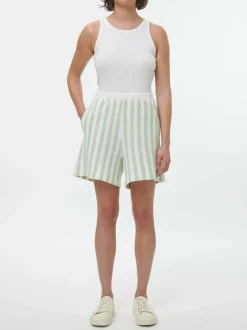 Grüne Erde Hosen, Jeans & Röcke|Yoga & Loungewear^Short aus Bio Baumwolle, 51 pastellgrün/weiss ringel, S, GOTS