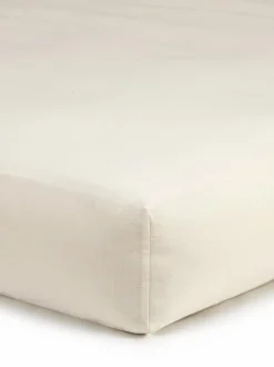 Grüne Erde Bettlaken & Leintücher|Bettlaken & Leintücher^Spannleintuch VALENTIN, weiß, 90 x 200 x 19 cm, 50 % Baumwolle/50 % Leinen, Halbleinen, GOTS