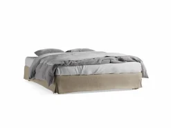 Grüne Erde Betten^Stoffhousse für Bettrahmen Jukai Pur, B = 140 cm, Baumwollstoff Ondula Taupe (140)