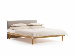 Grüne Erde Betten^Stoffhousse für Stegbetthaupt Jukai Pur, B = 140 cm, Baumwollstoff Ondula Taupe (140)