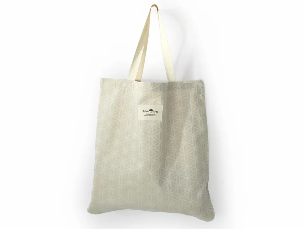 Grüne Erde Accessoires^Stofftragetasche Blume des Lebens, 45 x 43 cm, natur, 100 % Baumwolle, GOTS