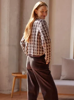 Grüne Erde Strickjacken^Strickjacke aus Alpakawolle, 09 hahnentritt chocolate, S