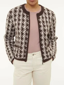 Grüne Erde Strickjacken^Strickjacke aus Alpakawolle, 09 hahnentritt chocolate, S