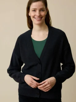 Grüne Erde Strickjacken^Strickjacke aus Bio-Baumwolle und Wolle, 38 navy, L, GOTS