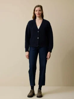 Grüne Erde Strickjacken^Strickjacke aus Bio-Wolle, 39 dunkelblau, L, GOTS