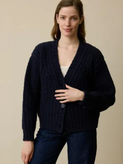 Grüne Erde Strickjacken^Strickjacke aus Bio-Wolle, 39 dunkelblau, L, GOTS