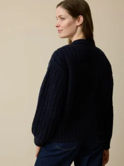 Grüne Erde Strickjacken^Strickjacke aus Bio-Wolle, 39 dunkelblau, L, GOTS