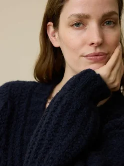 Grüne Erde Strickjacken^Strickjacke aus Bio-Wolle, 39 dunkelblau, L, GOTS