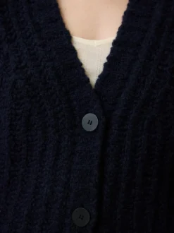 Grüne Erde Strickjacken^Strickjacke aus Bio-Wolle, 39 dunkelblau, L, GOTS