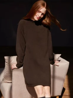 Grüne Erde Kleider & Overalls^Strickkleid aus Yakwolle, 67 espresso, S