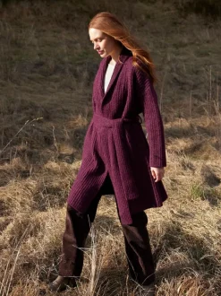 Grüne Erde Jacken & Mäntel|Strickjacken^Strickmantel aus Alpakawolle und Bio-Baumwolle, 07 aubergine melange, S