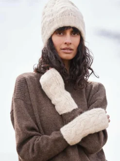 Grüne Erde Accessoires^Strickmütze aus Alpakawolle und Bio-Baumwolle, 14 natur melange, one size