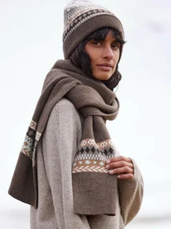 Grüne Erde Accessoires^Strickmütze aus Yakwolle, Wolle und Kamelhaar, 84 yak gemustert eisblau, one size