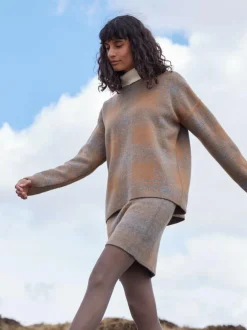 Grüne Erde Hosen, Jeans & Röcke^Strickrock aus Yakwolle und Kamelhaar, 70 yak jacquard/karo, S