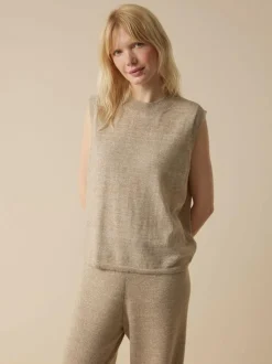 Grüne Erde Shirts^Stricktop aus Bio-Leinen und Wolle, 52 leinen melange, L, GOTS