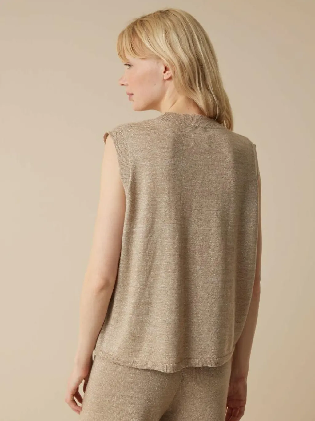 Grüne Erde Shirts^Stricktop aus Bio-Leinen und Wolle, 52 leinen melange, L, GOTS