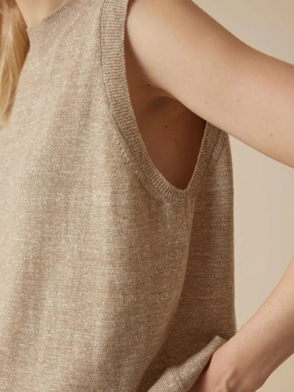 Grüne Erde Shirts^Stricktop aus Bio-Leinen und Wolle, 52 leinen melange, L, GOTS