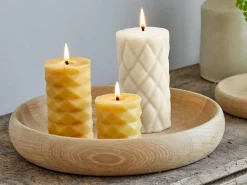 Grüne Erde Weihnachtliches Dekorieren|Kerzen Und Duftkerzen^Stumpenkerze Relief aus Bienenwachs, , Höhe 15 cm, ø 8 cm