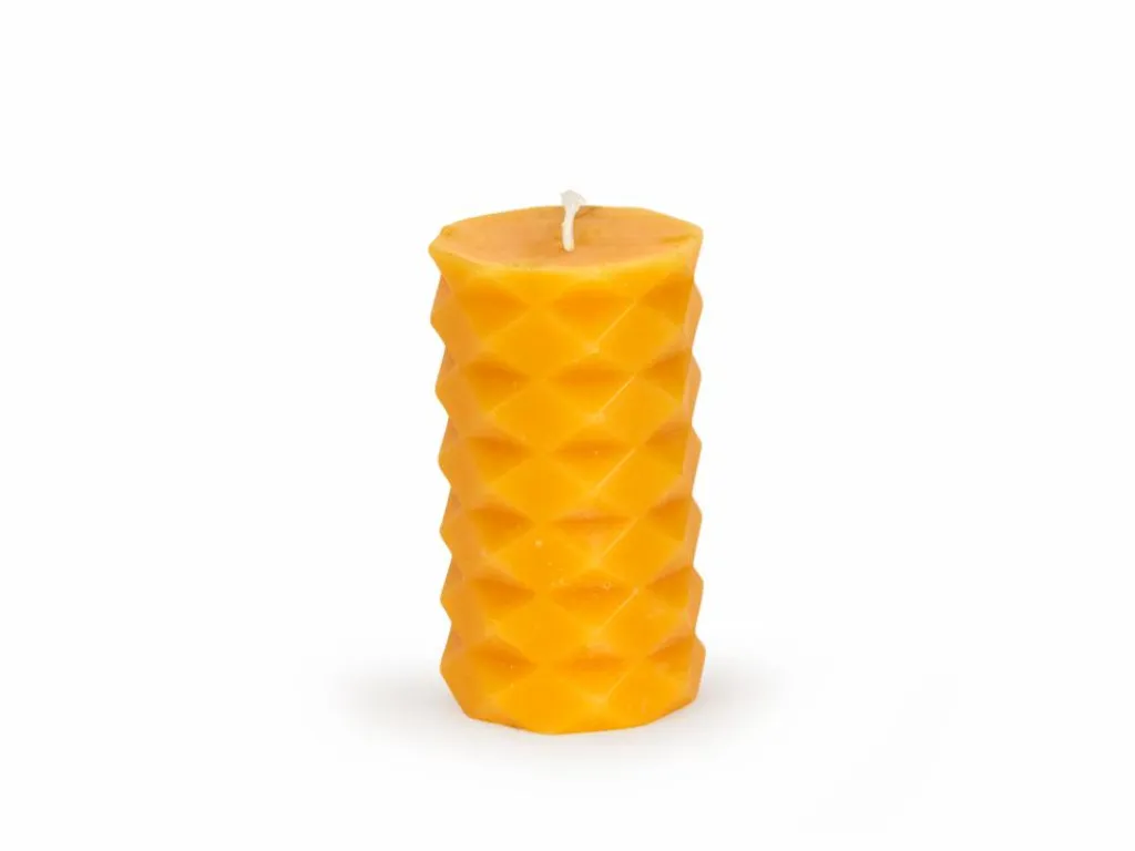 Grüne Erde Kerzen Und Duftkerzen^Stumpenkerze Relief aus Bienenwachs, , Höhe 12 cm, ø 6,5 cm