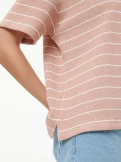 Grüne Erde Shirts^Sweatshirt aus Bio Baumwolle, 85 camelie/offwhite, S, GOTS