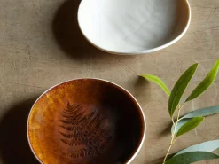 Grüne Erde Geschirr|Wohndekoration^Teller aus Porzellan mit Farn, weiß, ø 12 cm