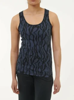 Grüne Erde Shirts|Yoga & Loungewear^Top aus Bio Baumwolle, 82 print mitternachtblau, 38, GOTS