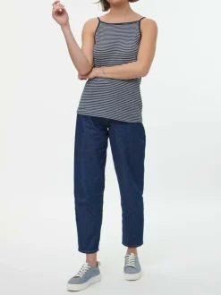 Grüne Erde Shirts^Top aus Bio Leinen/Baumwolle, 55 navy/offwhite ringel, 38, GOTS