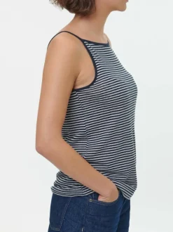 Grüne Erde Shirts^Top aus Bio Leinen/Baumwolle, 55 navy/offwhite ringel, 38, GOTS