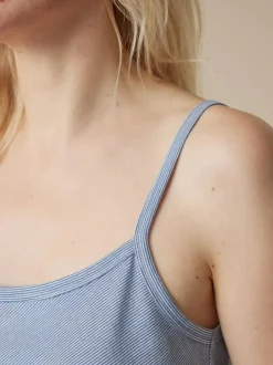 Grüne Erde Nachtwäsche^Top aus Bio-Baumwolle, 89 meerblau-weiss ringel, S, GOTS