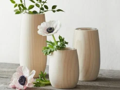 Grüne Erde Wohndekoration^Vase aus Eschenholz, inkl. Glaseinsatz, H 22 cm, ø 8 cm