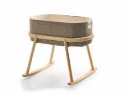 Kinder Grüne Erde Babywiege Serafina^Wiege Serafina, inkl. Housse und Matratze, Wollstoff Tano Natur (79), Esche