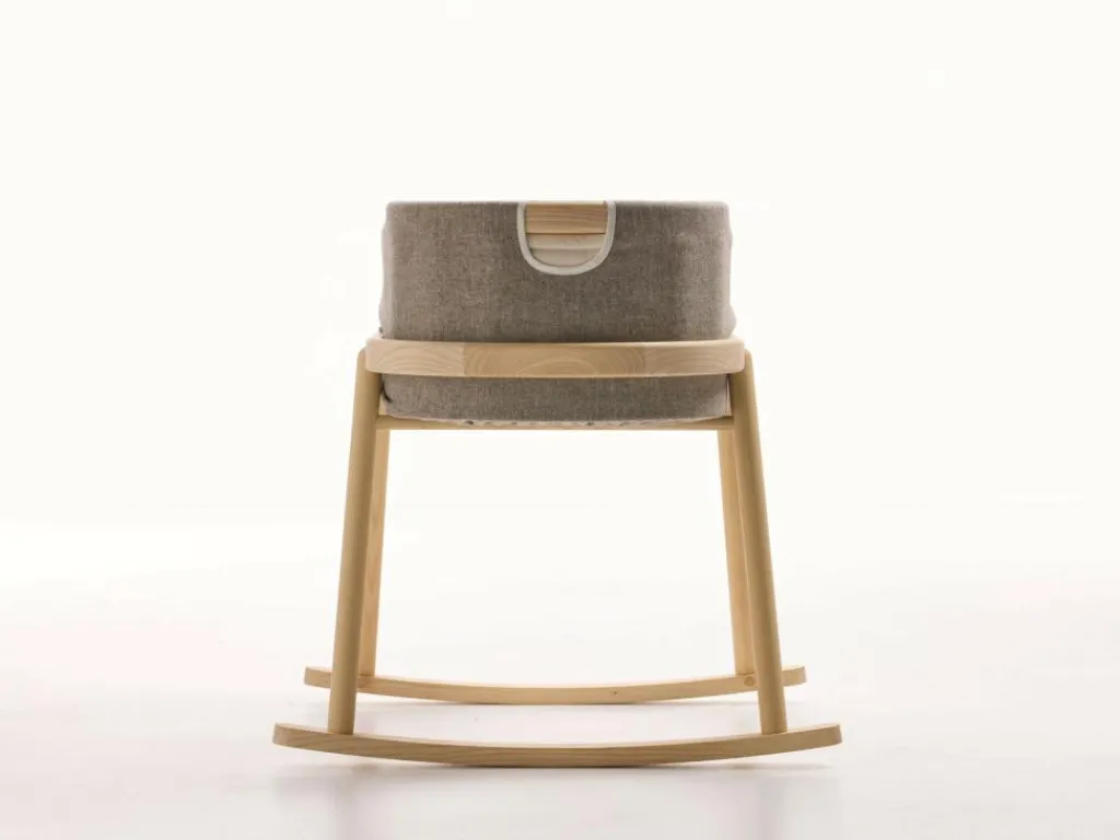 Kinder Grüne Erde Babywiege Serafina^Wiege Serafina, inkl. Housse und Matratze, Wollstoff Tano Natur (79), Esche