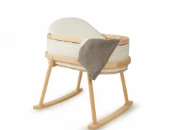 Kinder Grüne Erde Babywiege Serafina^Wiege Serafina, inkl. Housse und Matratze, Wollstoff Tano Natur (79), Esche