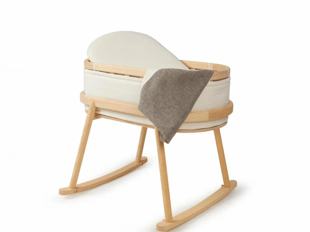 Kinder Grüne Erde Babywiege Serafina^Wiege Serafina, inkl. Housse und Matratze, Wollstoff Tano Natur (79), Esche