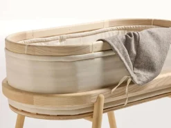 Kinder Grüne Erde Babywiege Serafina^Wiege Serafina, inkl. Housse und Matratze, Wollstoff Tano Natur (79), Esche