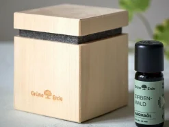 Grüne Erde Einschlafhilfen|Raumdüfte^Zirbenduftspender mit Filz und Holzgewinde für Zirbenöl, 7 cm x 7 cm x 8,5 cm